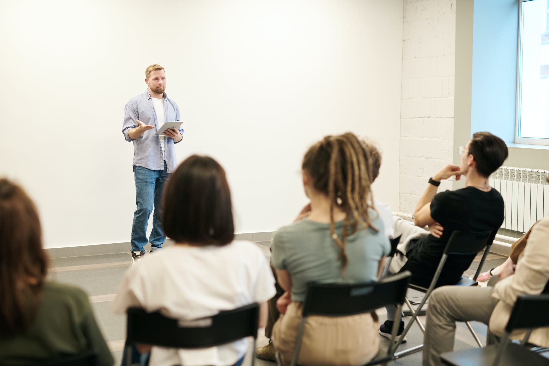 Trainer talking with participants